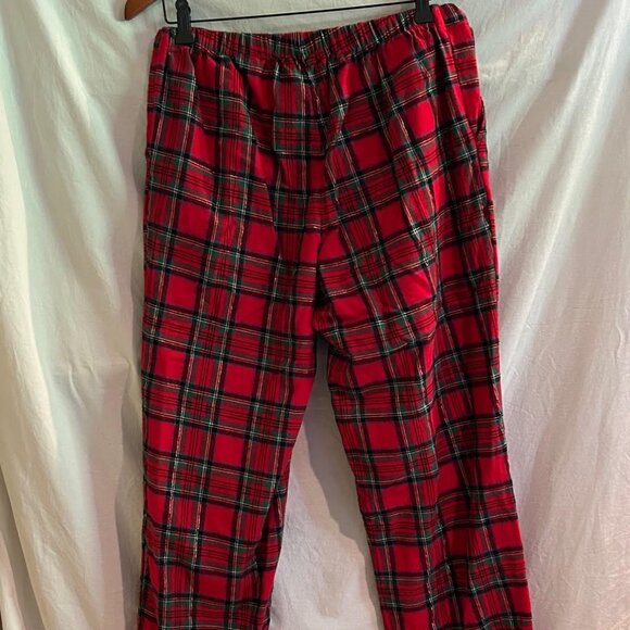 Talbots Womens Small Cotton Flannel Red Green Gold 2 Piece Holiday Pajama Set - Picture 10 of 16